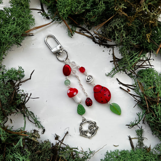 ladybird mushroom bag charm