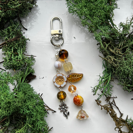 amber flower bag charm